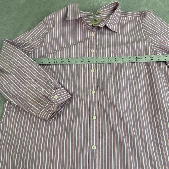 LL Bean Wrinkle Resistant Striped Button Down Shirt Purple Pink White 2X 0JQD5 - Picture 7 of 8